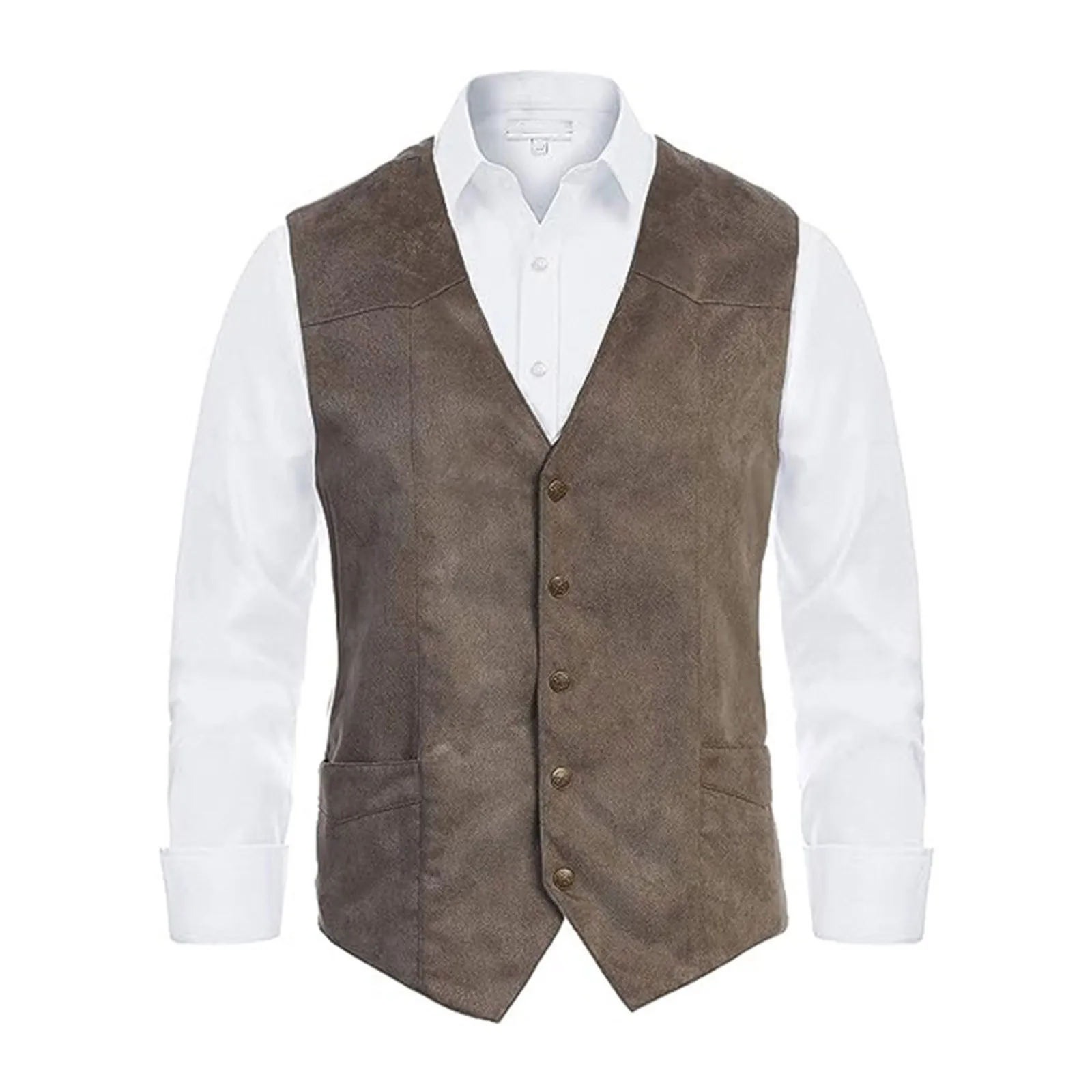 Solid Color Men's Vests Classic Sleeveless Suede Fabric Waistcoat Men Fashion Casual Fit High Quality Wedding Business Formal