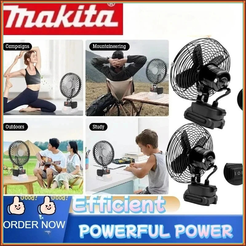

Makita Camping Fan Wireless Outdoor Fishing Desktop Portable Metal Fan Strong Wind Fan Tool For Makita Battery