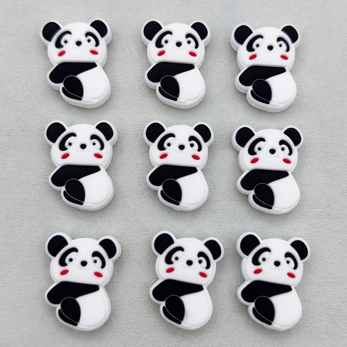 10PC Food Grade Silicone Cartoon Panda Baby Beads Teether Beads Baby Toy Bead DIY Nipple Chain Jewelry Accessories Kawai Gifts