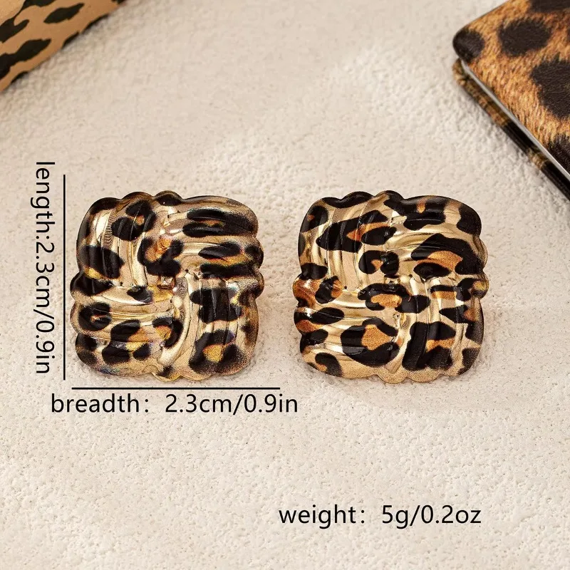 Stud Earrings For Women Square Leopard Twist Cross Wrap Vintage Geometric Weave Texture Ear Accessories Fashion Jewelry BE511