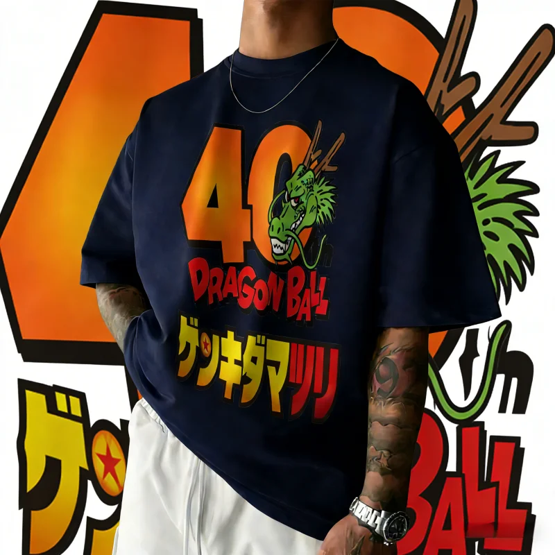 2026 Neues Sommer-T-Shirt zum 40. Jubiläum von Dragon Ball mit Göttlichem Drachen, 100% Baumwolle, Anime-Druck, Übergröße, Lässige Streetwear, Unisex