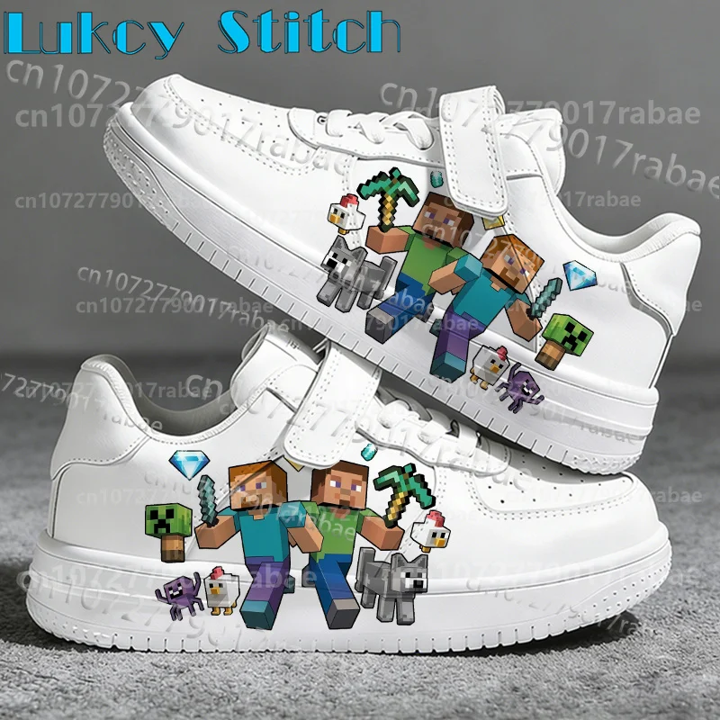 Boys Girls M-Minecrafts 7-18 Year Old Youth Children Shoes Selection Basketball Shoes Pattern Printed Fashion Sneakers