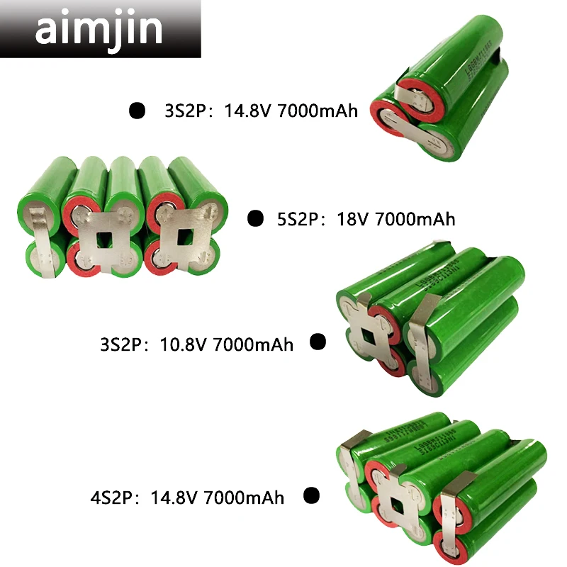 

3S1P 3S2P 4S1P 4S2P 5S2P 18650 7000mAh electric drill 12.6V 16.8V 21V rechargeable lithium battery electric screwdriver