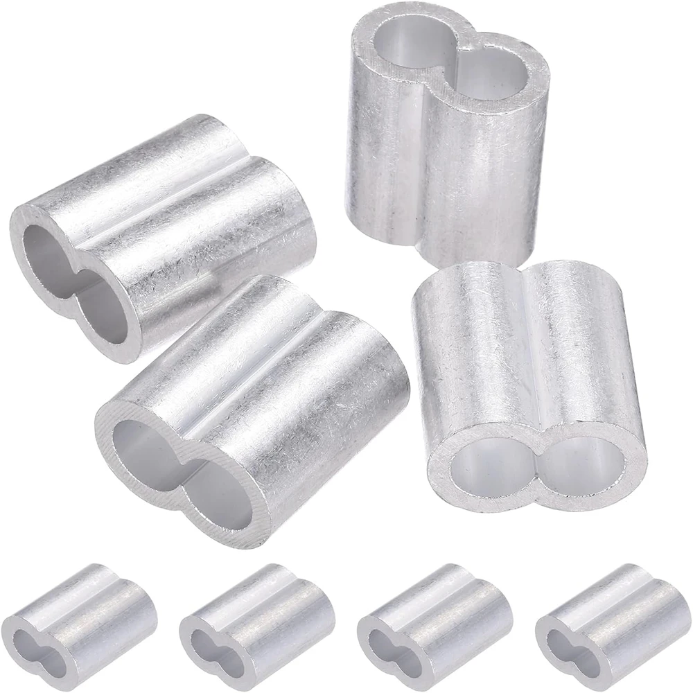 1-100 Stück Doppelloch-Kabel-Crimphülse M1 bis M12 Aderendhülsen 8-förmiger Aluminium-Kabelstopper Crimpseil Hardware-Zubehör – Detail 1