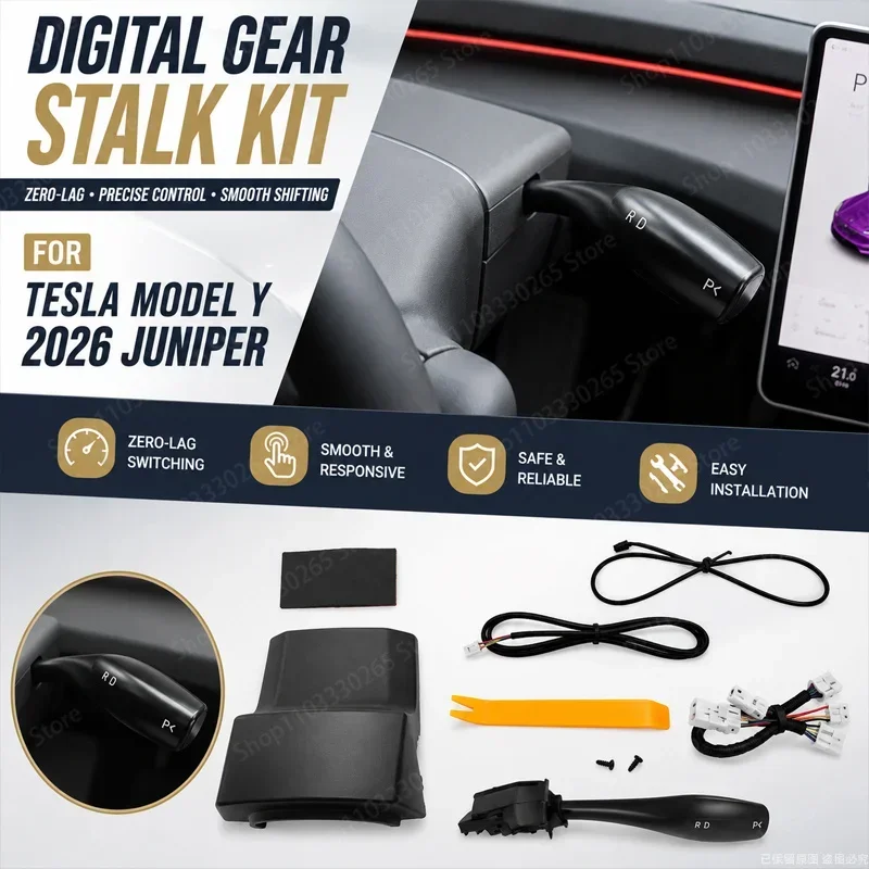 For Tesla Model 3/Y Juniper 2026 Smart Gear Shift Stalk Physical R D P Lever Kit with Wiring Harness Tools Car Upgrade Accessory