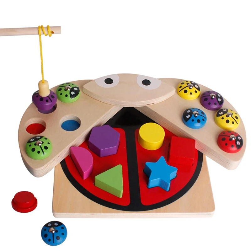 Wooden Magnetic Fishing Game for Kids Insect Catching Toy Memory Exercise Toy 3 4 5 Years Old Girl Boy Education Toy