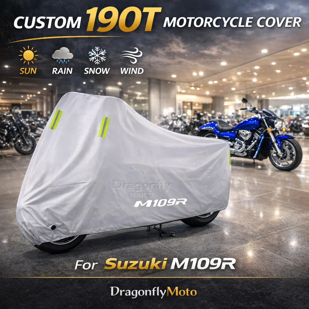 

Чехол для мотоцикла Suzuki Boulevard M109R 109R M109, серебристый, водонепроницаемый, защита от УФ-лучей, дождя, пыли, солнца, для улицы и дома