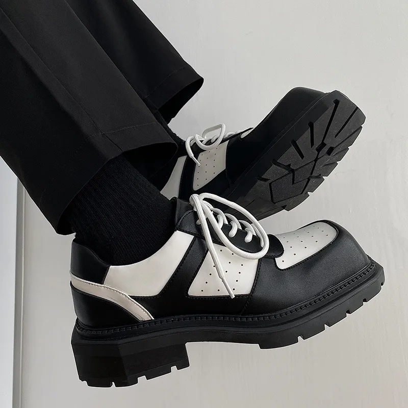 

Shoes for Mans Breathable Square Head High-end Men's Shoes High Quality Casual Leather Shoes Thick Sole Mens Shoe Zapatos Hombre