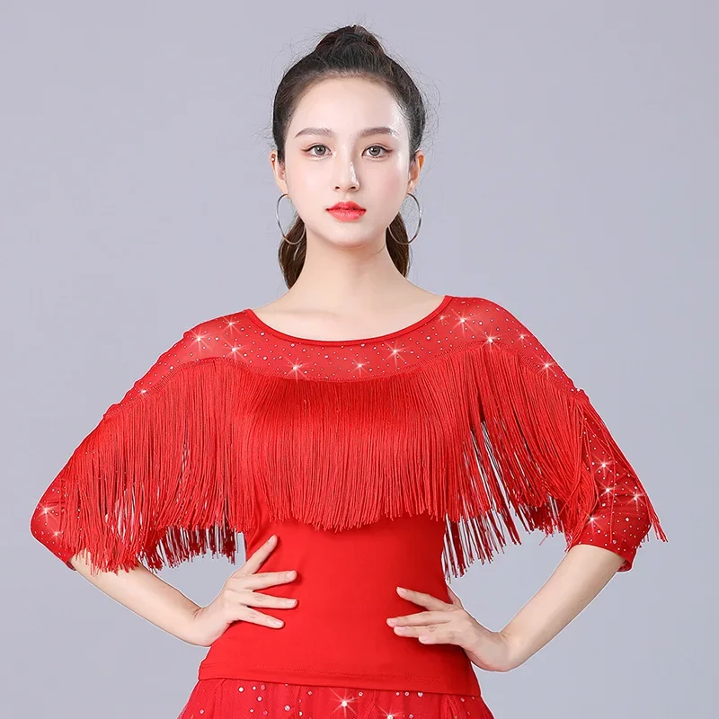 2025 Tassel Modern Dance Top Women New Square Dance Clothes Evening Dresses Gitba National Standard Ballroom Samba Latin Dance