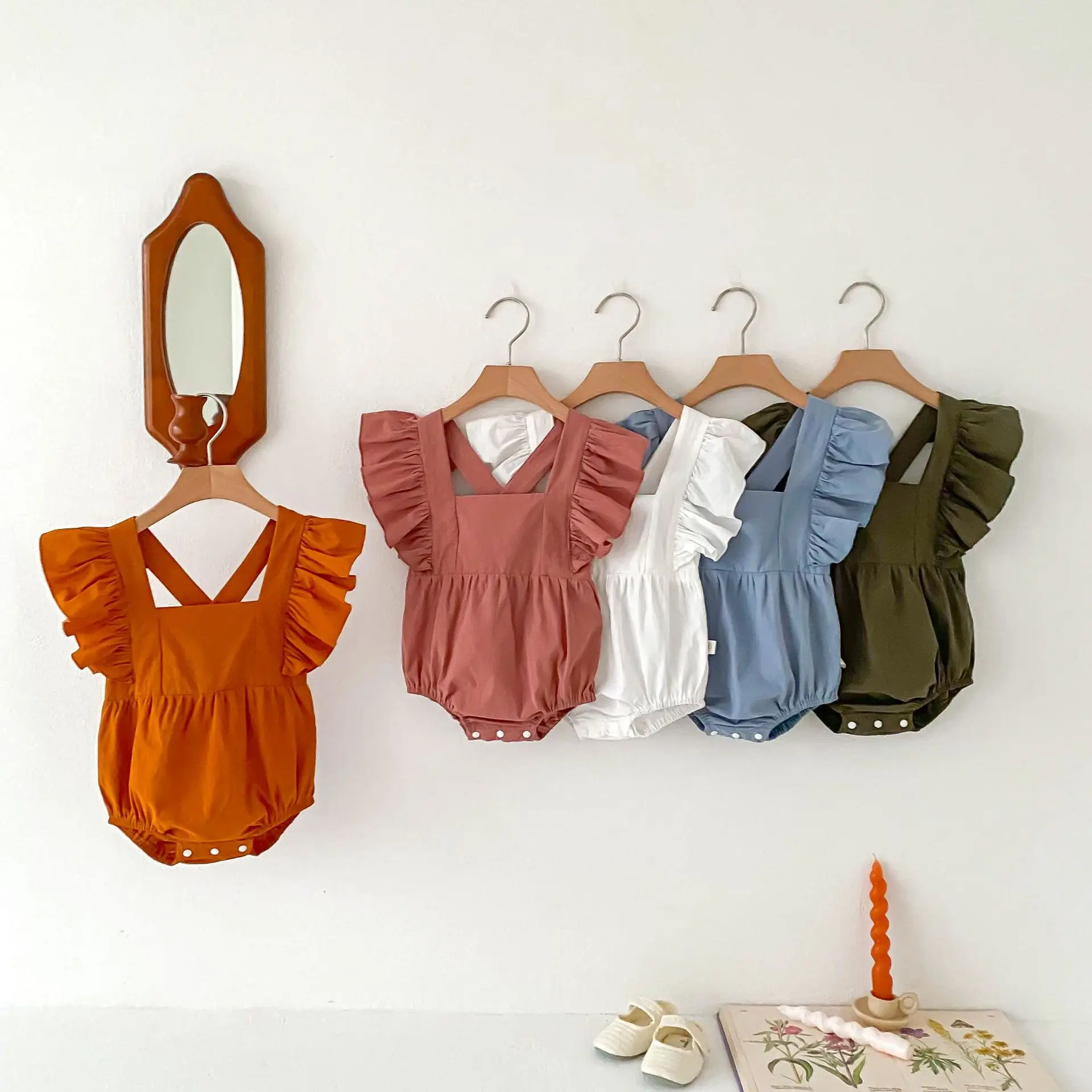 MILANCEL Summer Baby Bodysuit &One Piece Ruffle Sleeve Girls Clothes Newborn Outfit