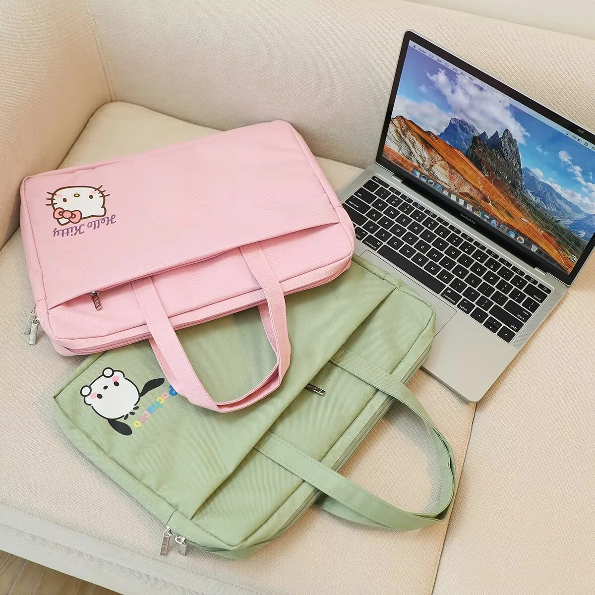 Lovely Laptop Bag Kuromi My Melody Cinnamoroll Kawaii Japanese Style Briefcase Tablet Bag Cartoon Handbag Oxford Bag Girl