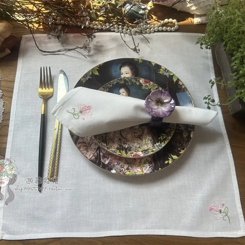 4pcs-cotton-embroidered-square-towel-napkin-handkerchief
