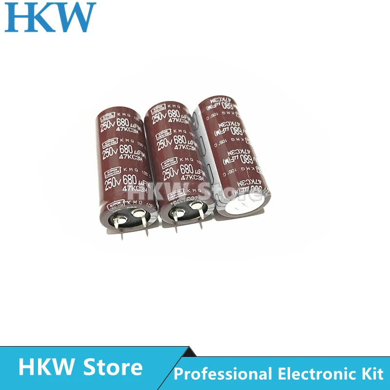 10pcs/lot 680UF 250V 22*50mm NIPPON CHEMI CON Aluminum Electrolytic Capacitor 680UF250V 250V680UF 22X50 20%