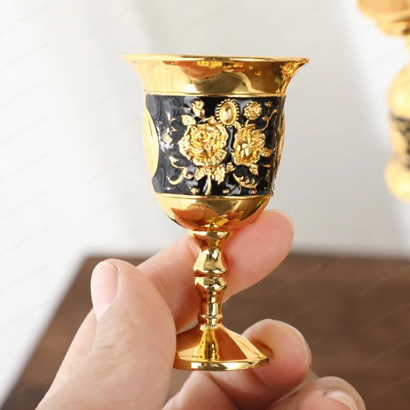Light luxury retro zinc alloy cup holder double-layer inverted wineware set white wine glass hanging cup holder handicrafts