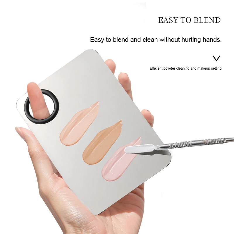 Makeup Mixing Palette, KissDate Makeup Spatula Palette with Foundation Spatula, Stainless Steel Makeup MixingTray Nail Art Palet