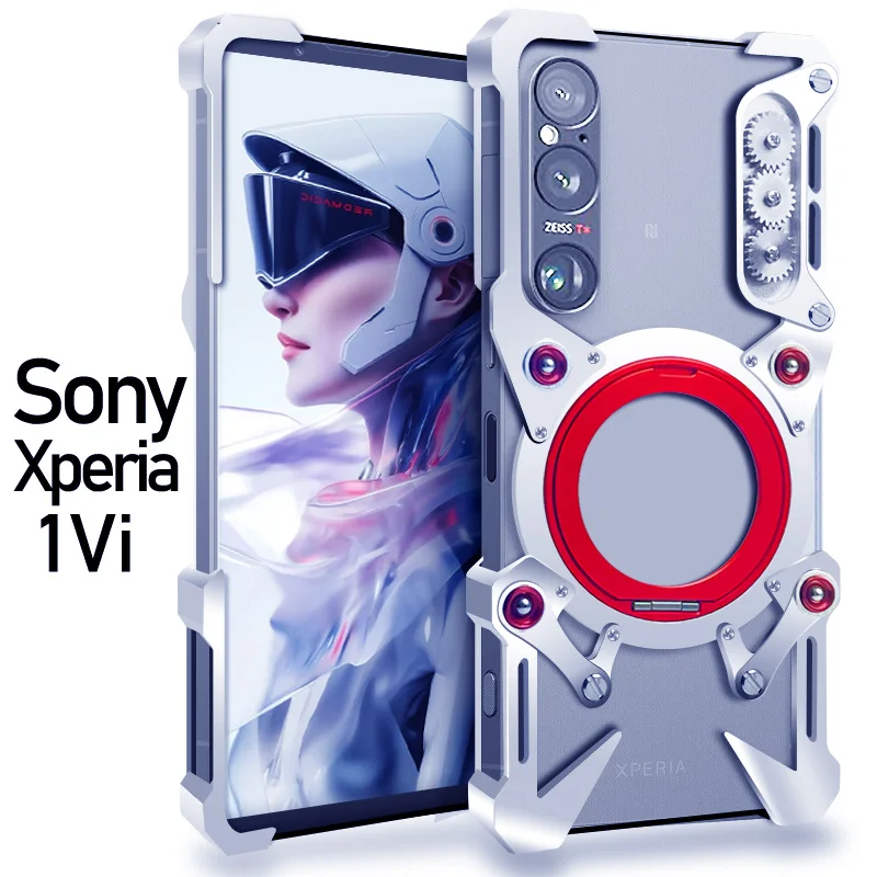 

Роскошный алюминиевый чехол для телефона с металлическим каркасом для Sony Xperia1 VII 7th 1 VI 6th Armor, винт, вращающийся кронштейн, бампер, противоударный чехол