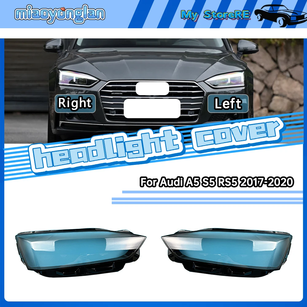 

For Audi A5 S5 RS5 2017-2020 Front Headlight Cover Transparent Headlamp Lamp Shell Replace Original Lampshade Plexiglass