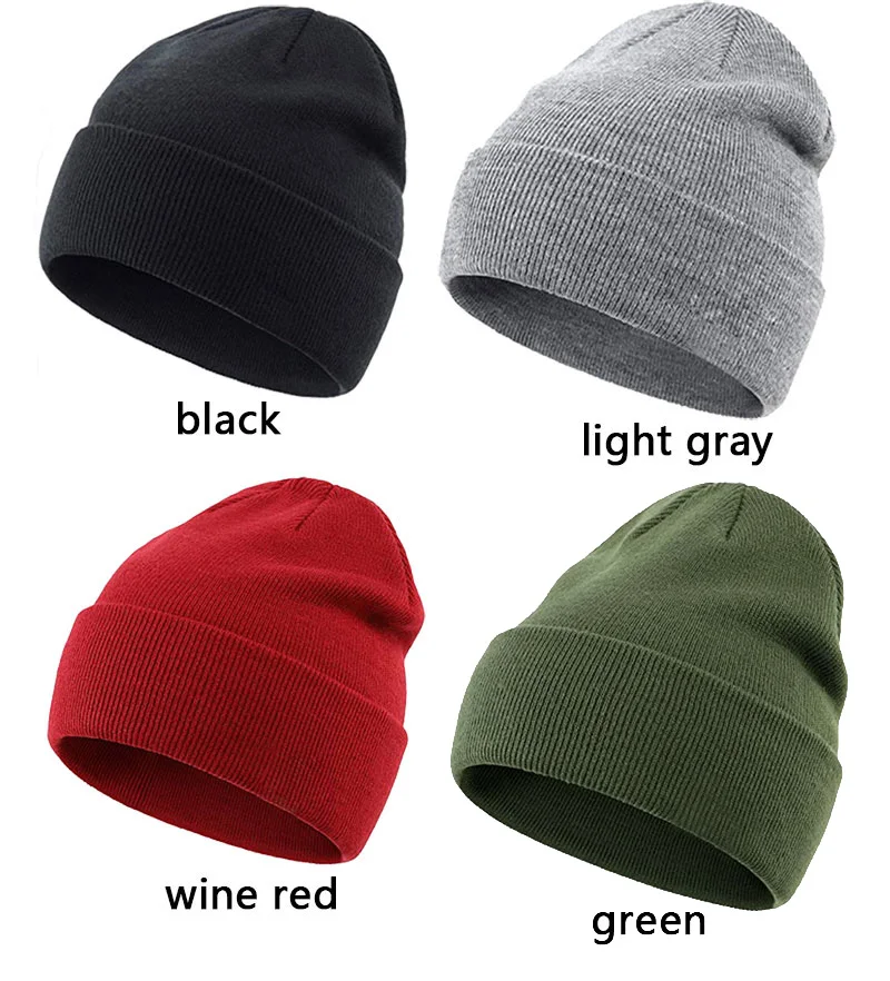 Solide Mützen Hut frauen Gestrickte Hüte Für Männer Kappe Herbst Ski Maske Weibliche Motorhaube Schädel Skullies Stricken Frauen Winter beanie Hut Kappe – Detail 5