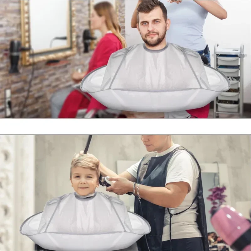 Waterproof Professional Haircut Cape Foldable Hair Cutting Cloak Silver Color For Adult Children Universal