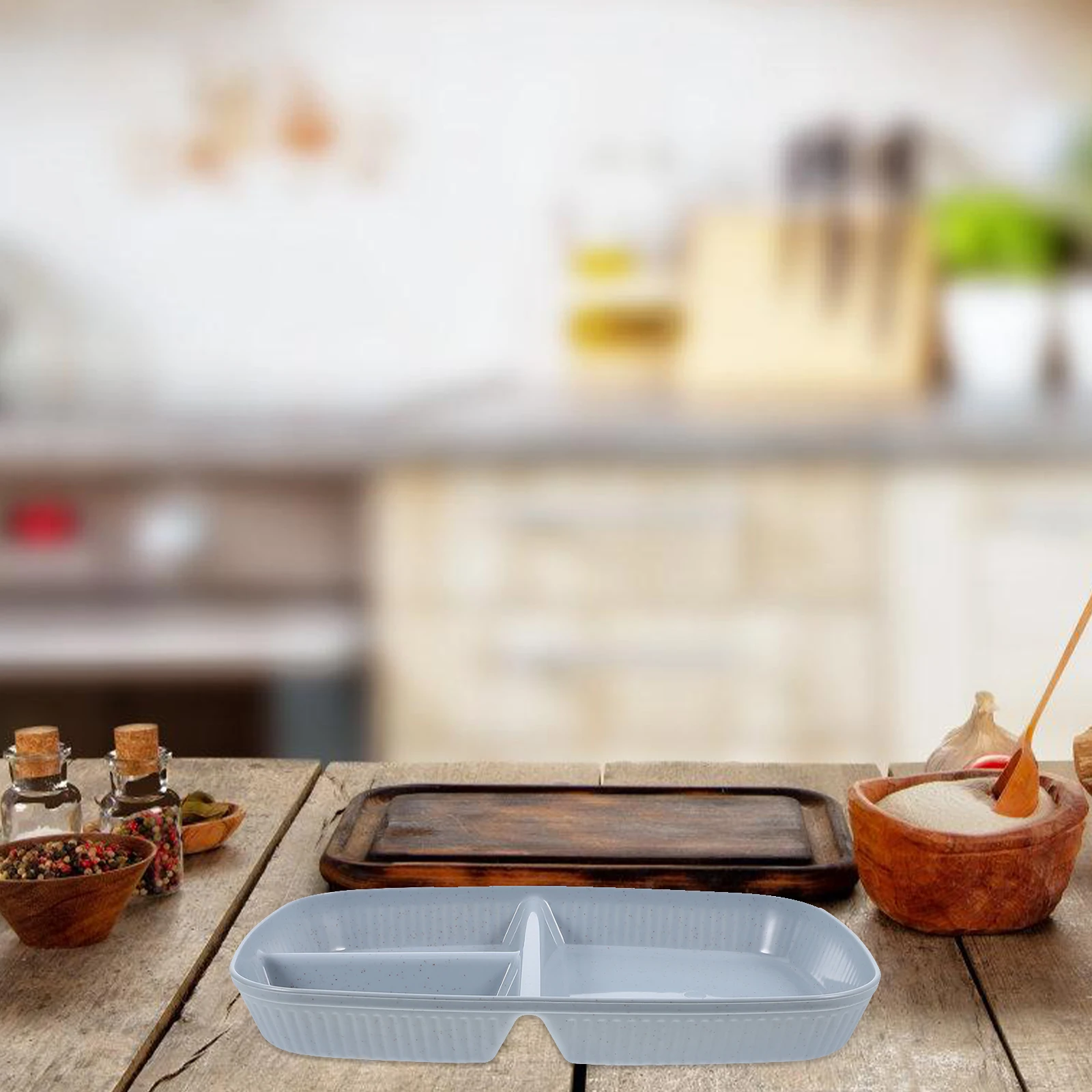 

Divided Food Plate for Adults Snack Serving Meal Tray Compartments Sectioned Plates Sky-blue Japanese Style Lunch Tray