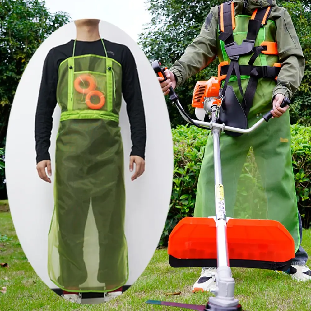 Mesh Lawn Mower Apron Breathable Adjustable Garden Work Apron with Pocket Solid Color Weeding Apron For Trimming Landscaping