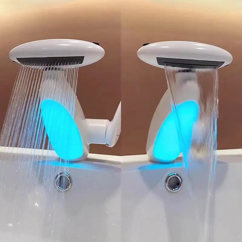 Badezimmer-LED-Mehrfarben-Pinguin-Ambiente-Kunst-Waschtischarmatur mit Kalt- und Warmwasser, niedliche ausziehbare Duscharmatur für die Toilette