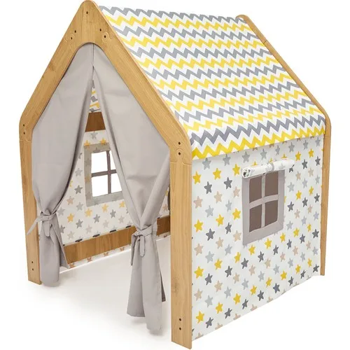 Children's Playhouse Yellow Tent Wooden Play House Garden Enjoyment ивалатка, śلelec Spielhaus Portable Casa Ce Campaña Girl Boys Portable Casa Ce Campaña