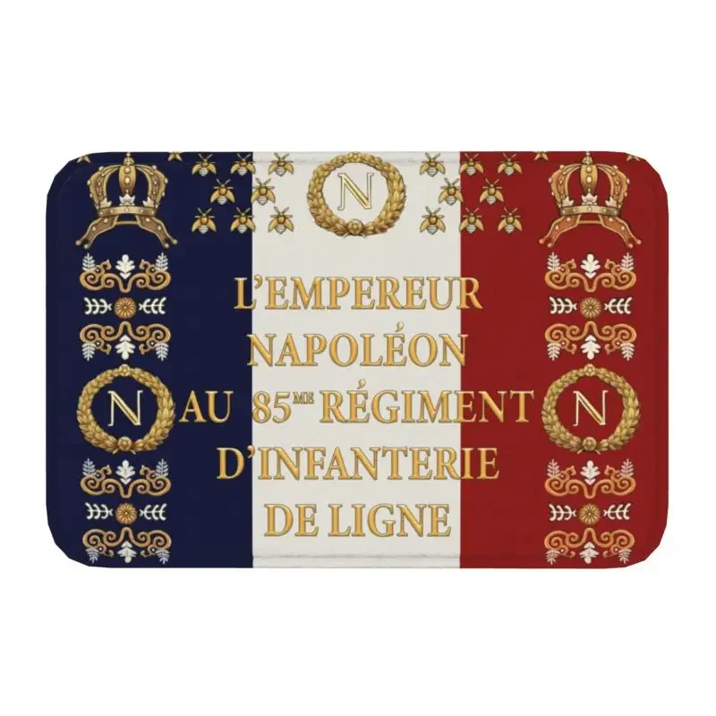 Custom Napoleonic French 85th Regimental Flag Doormat Entrance Kitchen Bath Floor Door Mat France Fleur De Lis Garden Carpet Rug