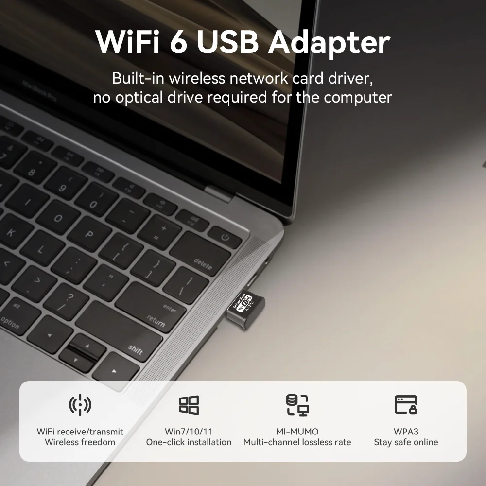 AX300 USB WiFi 6 어댑터 2.4G 무선 동글 802.11AX 네트워크 카드 USB 2.0 Wi-Fi 수신기 PC/노트북 Win 7/10/11 드라이버 무료