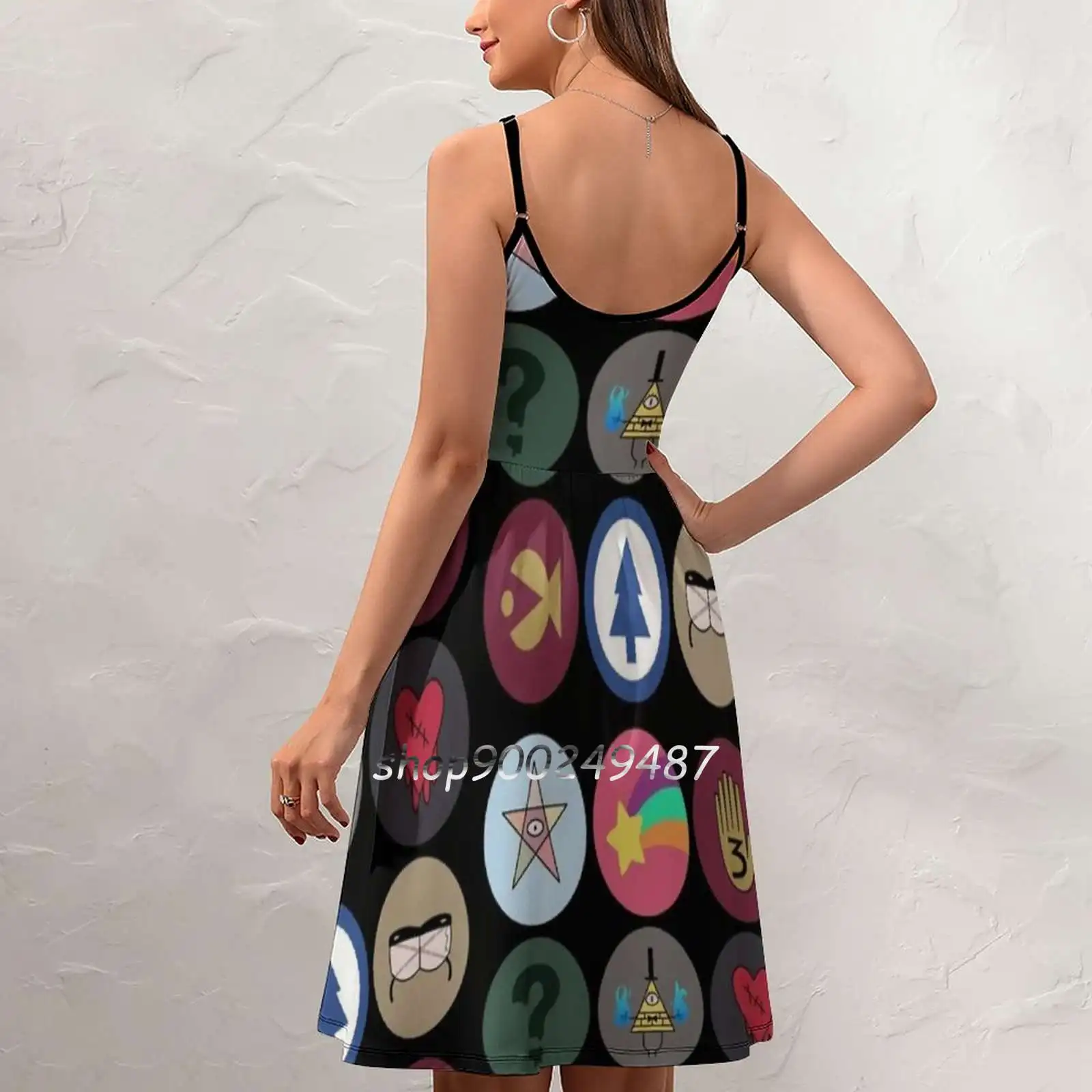 Cipher Wheel Sling Dress Women Summer Printing Condole Belt Dresses Xd Twins Mabel Dipper Bill Cipher Cipher Grunkle Stan Soos