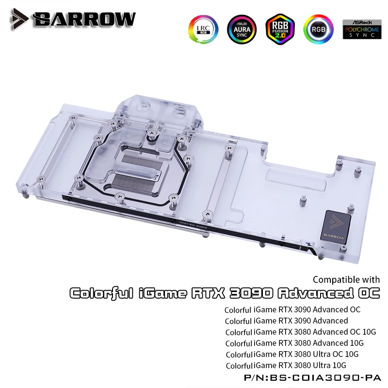 Barrow Water Blok Gebruik Voor Kleurrijke Igame Rtx 3090 Geavanceerde Oc/Igame Rtx 3080 Ultra Oc Gpu Kaart Header a-RGB Koelblok