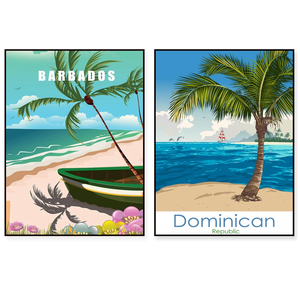 Dominican Republic, Barbados, Havana, Aruba, Cancun, Mexican Toucan, Puerto Rico, Costa Rica, Barbados Caribbean travel poster