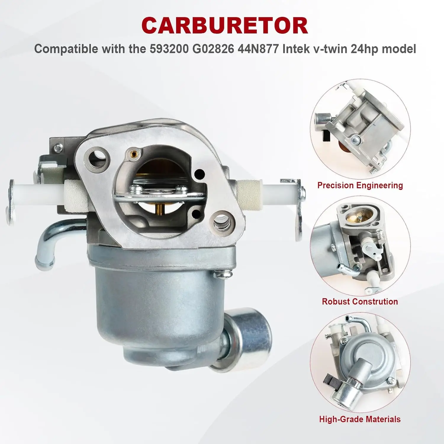 593200 Carburetor For Briggs & Stratton 593200 595321 593197 G02826 44N877 Intek V-twin 24HP 724cc Engine Lawn Tractor Mower
