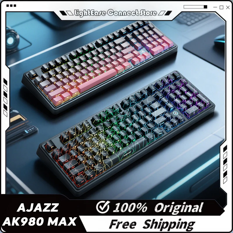 AJAZ AK980Max Magnetic Axis Mechanical Keyboard Wired Hot Swap Side Engraved Customizable Esports Gaming For Male PC Gamers