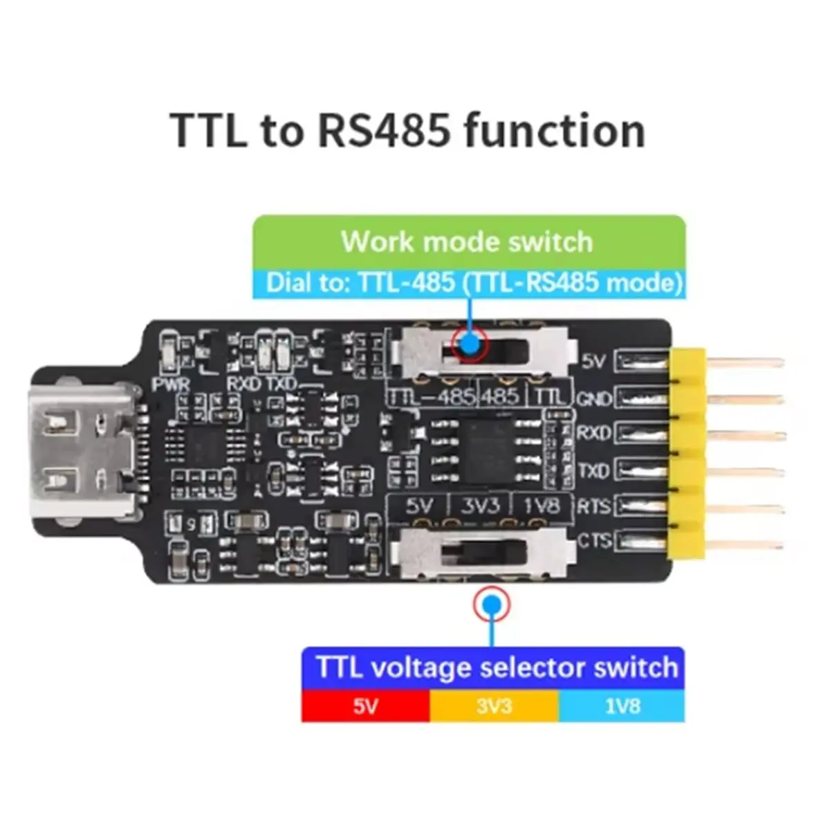 

TYPE-C USB — 485 Последовательный порт USB — TLL Последовательный порт TLL — 485 Конвертер модуля последовательного порта MO340P 1,8 В 3,3 В 5 В B