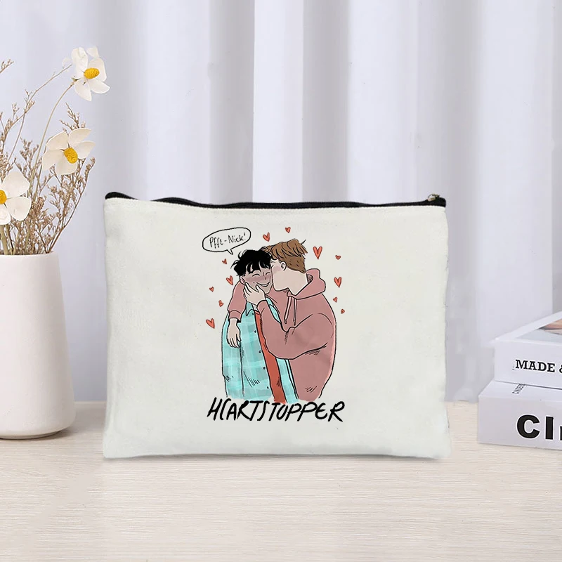 Heartstopper tas rias wanita ritsleting pola komik hadiah Gay tas Organizer kosmetik portabel hadiah pendamping pria tas perlengkapan mandi pria