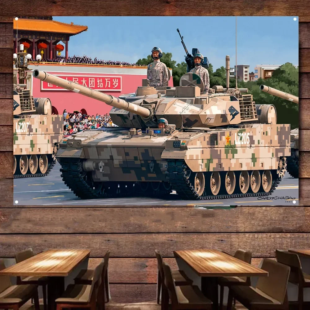 Unique War Art Banners & Flag: Heavy Tank Military Armor Weapons Wall Decoration Painting , Inspiring Posters for Man Cave Decor