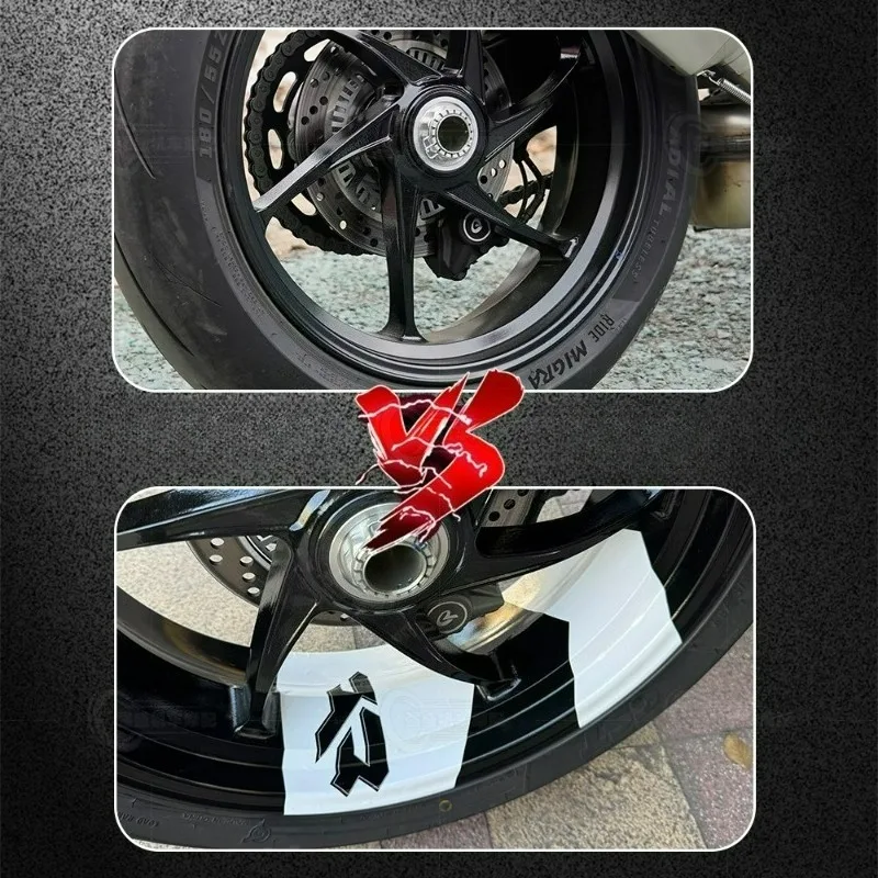 2PCS/SET Arrow & RR Letter Wheel Stickers Waterproof Vinyl Black Red Holographic for Motorcycle Rim Decoration
