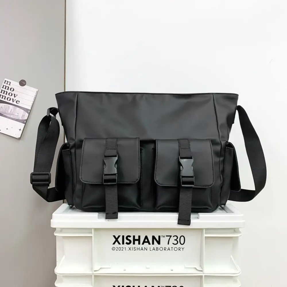 

Повседневная квадратная мужская сумка через плечо, однотонная сумка-мессенджер с несколькими карманами, многофункциональная водонепроницаемая нейлоновая сумка на плечо для пешего туризма