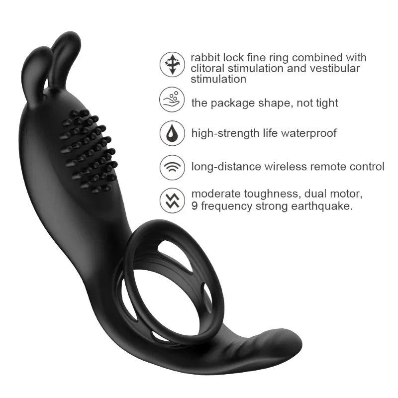 تهتز ديك خاتم الديك البظر محفز القضيب تأخير القذف هزاز 9 سرعة لاسلكي للتحكم عن بعد للأزواج Sextoy