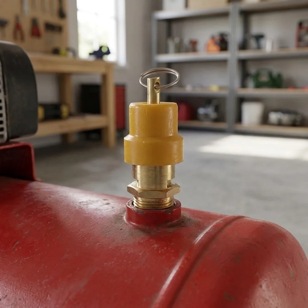 120 PSI Brass Safety Relief Valve Designed for Air Compressor Protection with For BSP 3/8 in and 1/2 in Male Thread Connections