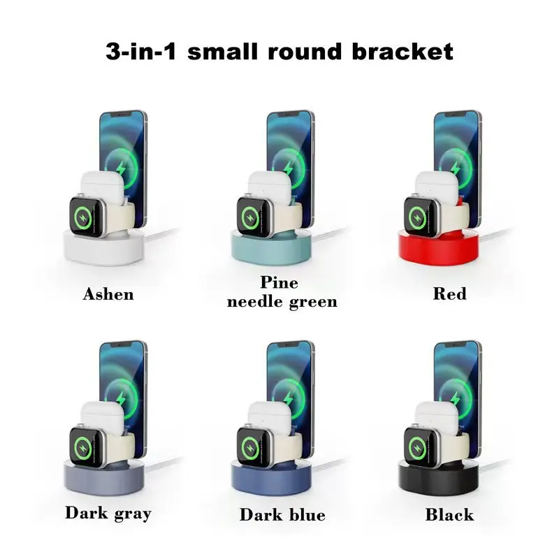 

3 in 1 Charger Stand for Apple Watch Dock Station Charging Holder for IWatch Ultra 2/10/9/SE/8/7 Phone Earphone Silicon Bracket