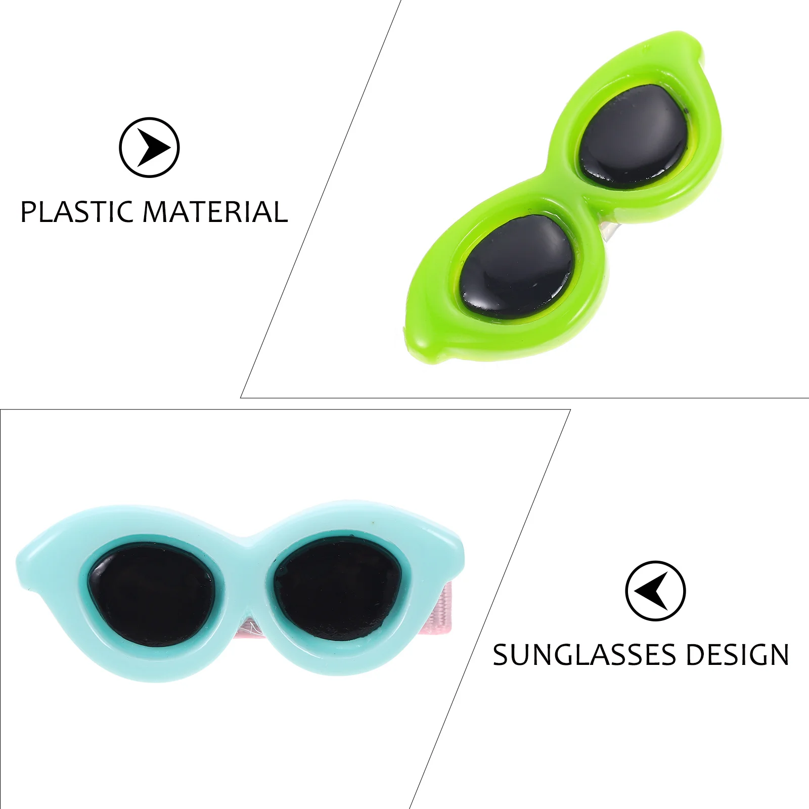 

10Pcs Dog Cat Hair Accessories Sunglasses Shape Pet Hairpins Mixed Colors Decorative Hair Clips Chic Holders for Small Pets