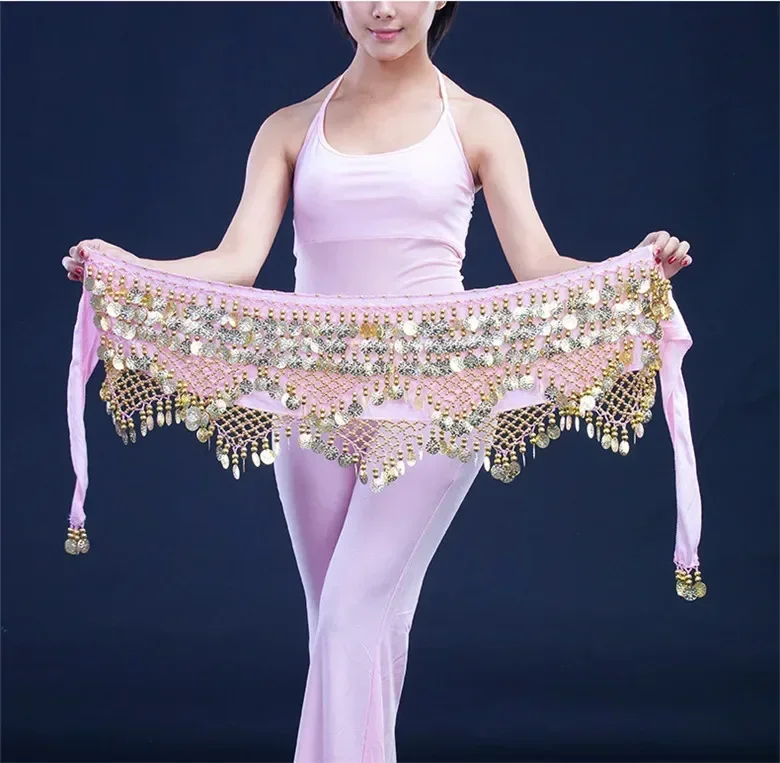 新しいベリーダンスベルト金貨ヒップスカーフオリエンタルダンスウエストチェーン女性エレガントなスパンコールパフォーマンスアクセサリー