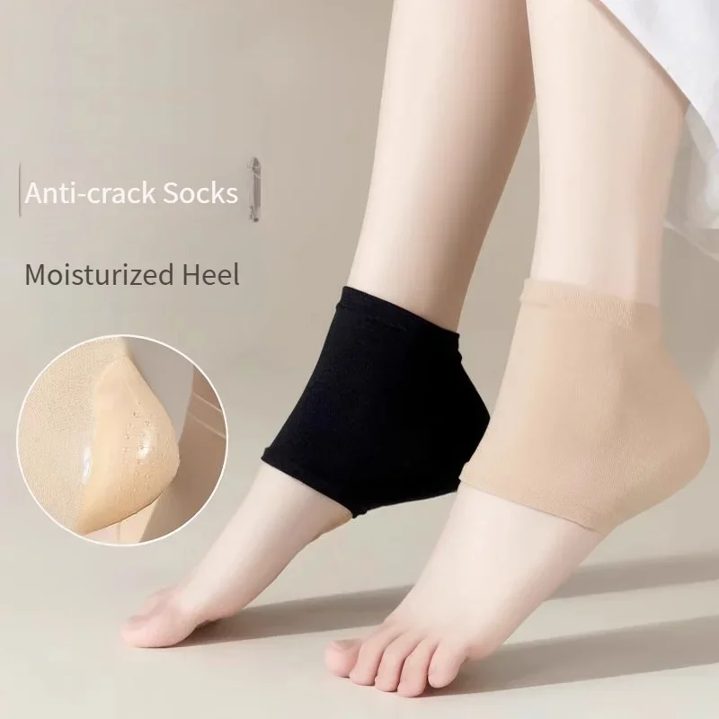 Heel Cracking Protection Cover for Men and Women Soft Silicone Invisible Heel Anti Cracking Socks Moisturizing Socks Foot Covers