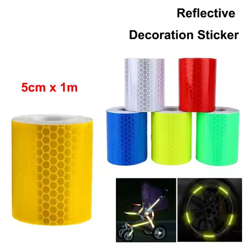 Bike Reflective Stickers 5cm*1m Reflective Tape Safety Warning Tape Motorcycle Car Decoration Sticker Color Grid Reflector Strip