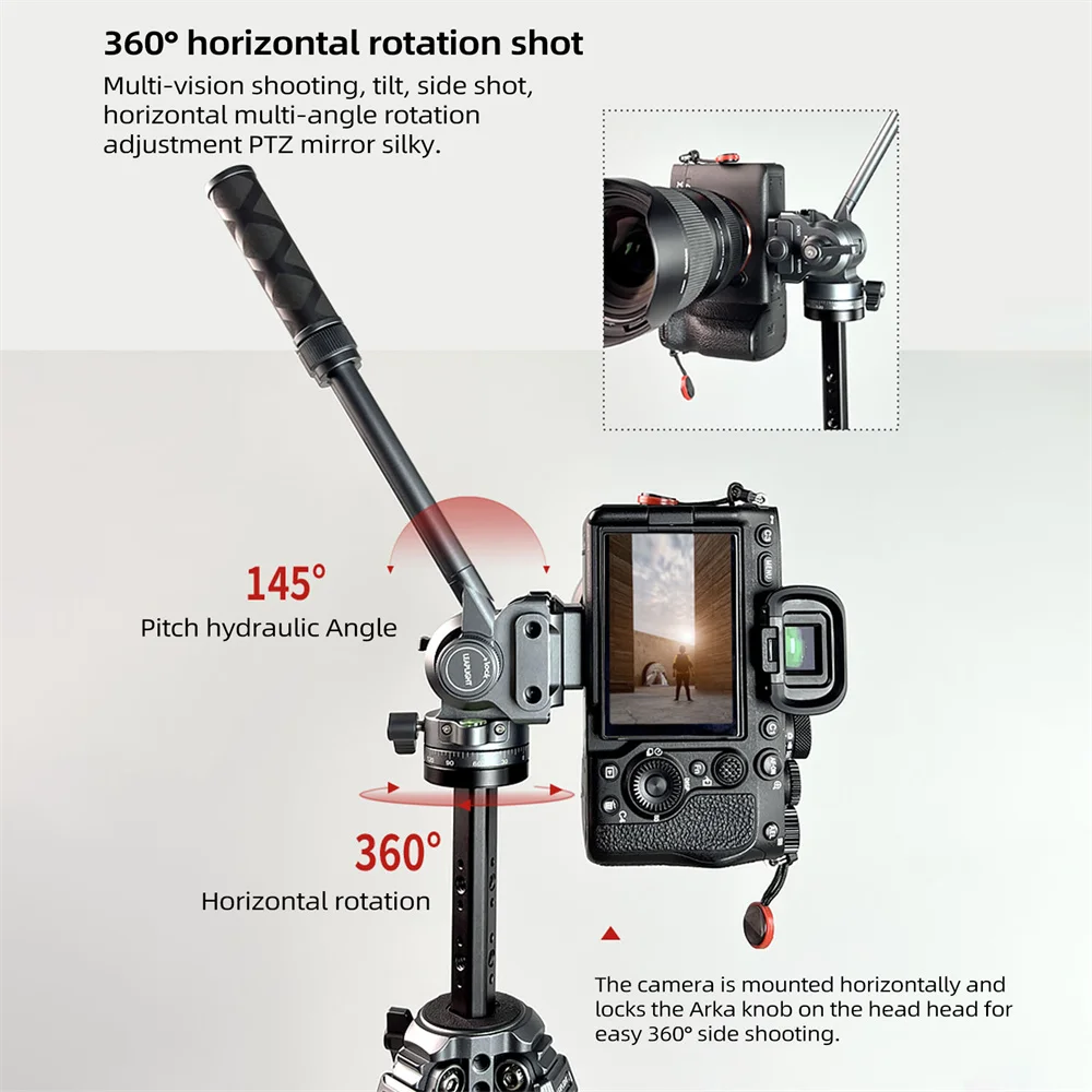 LEAPLIGHT Aluminum Panoramic Tripod Head Hydraulic Fluid Video Damping Head For Tripod Monopod DSLR Camera Holder Stand Mobile
