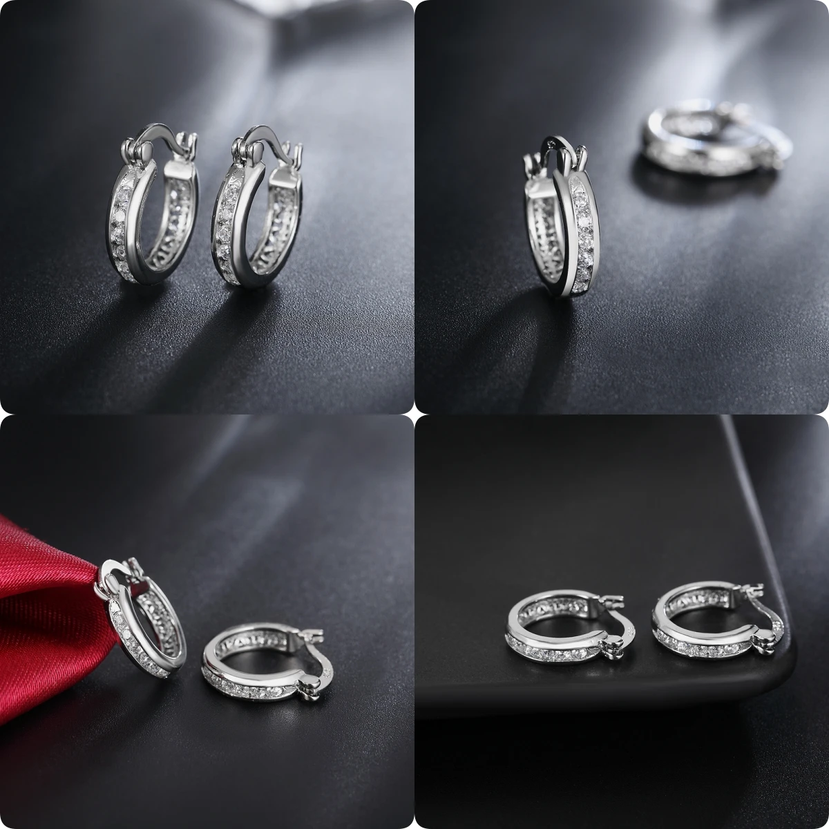 New 925 Sterling Silver crystal zircon Earrings for Women Fashion Jewelry Christmas Gifts Wedding party earring