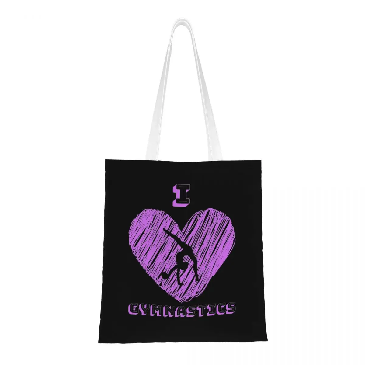 I Love Gymnastics Gym Canvas Tote Bag Trendy Large Capacity Grocery Bag for Women Travel Bags