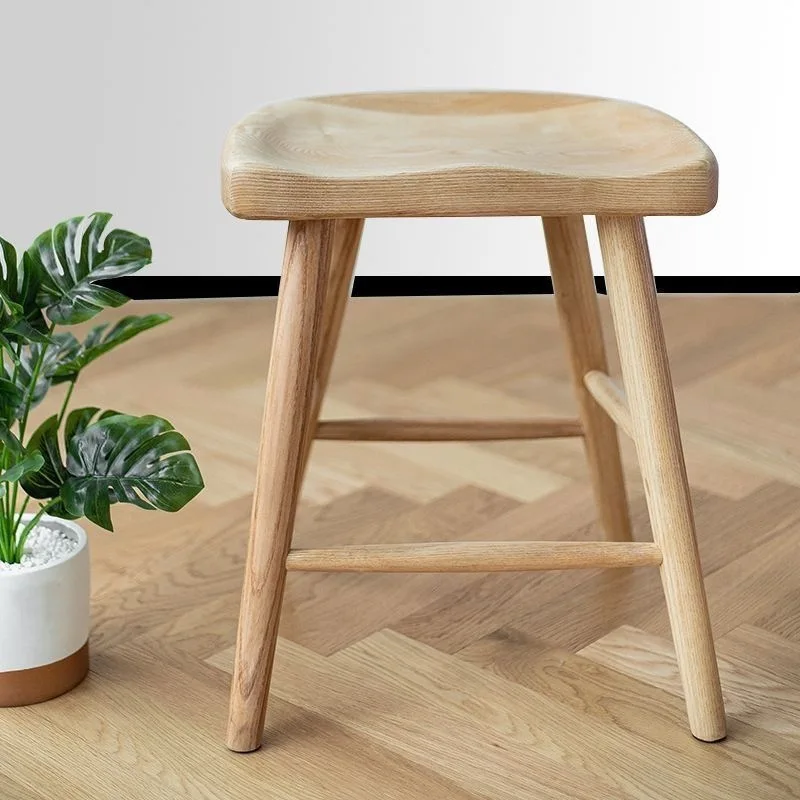 Nordic Solid Wood Bar Stool, Multi-Use High Chair for Home Vanity, Shoe Bench, Cafe Seat